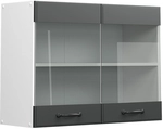 Vicco - K&uuml;chenglasschrank R-line, Anthrazit Landhaus, 80 Cm