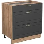 K&uuml;chenunterschrank Fame-line, Anthrazit-gold, 80 Cm Mit 3 Schubladen, Ohne