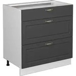 K&uuml;chenunterschrank Fame-line, Anthrazit-gold, 80 Cm Mit 3 Schubladen, Ohne