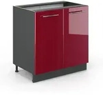 K&uuml;chenschr&auml;nke Fame-line, Bordeaux Hochglanz, 80 Cm Mit Regal, Ohne Arbeitsplatte