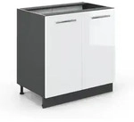 K&uuml;chenschr&auml;nke Fame-line, Wei&szlig; Hochglanz, 80 Cm Mit Regal, Ohne Arbeitsplatte