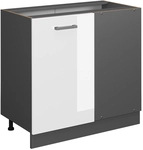 Eckunterschrank R-line, Wei&szlig; Hochglanz, 86 Cm Ohne Arbeitsplatte Vicco