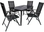 Ebuy24 - Dora Gartenset 80x140cm Tisch, 4 St&uuml;hle Schwarz,anthrazit.