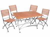 Garten Möbel Set Tisch Sitz Gruppe Wien Stahl 4-Sitzer 5-teilig braun Eukalyptus