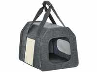 Pawhut - Transporttasche für Katzen, faltbar, mit Liegekissen, Netzfenster,