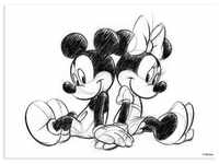 Disney - Mickey Minnie - Leinwandbild - Sitzen - 70x5cm - Schwarz / Weiß