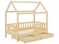 Kinderbett Marli 80 x 160 cm mit Bettkasten 2-teilig, Rausfallschutz, Lattenrost &