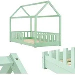 Kinderbett Marli 90 X 200 Cm Mit Rausfallschutz, Lattenrost Und Dach - Massivholz