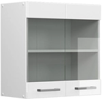 Vicco - K&uuml;chenglasschrank R-line, Wei&szlig; Hochglanz, 60 Cm