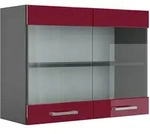 Vicco - K&uuml;chenglasschrank R-line, Bordeaux Hochglanz, 80 Cm
