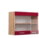 Vicco - K&uuml;chenglasschrank R-line, Bordeaux Hochglanz, 80 Cm
