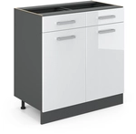 Vicco - K&uuml;chenunterschrank R-line, Wei&szlig; Hochglanz, 80 Cm Ohne Arbeitsplatte