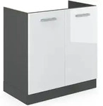 Vicco - Sp&uuml;lenunterschrank R-line, Wei&szlig; Hochglanz, 80 Cm Ohne Arbeitsplatte