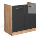 Vicco - Sp&uuml;lenunterschrank R-line, Anthrazit Hochglanz, 80 Cm Ohne Arbeitsplatte
