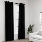 Verdunkelungsvorh&auml;nge &Ouml;sen Leinenoptik 2 Stk. Schwarz 140x225cm Vidaxl