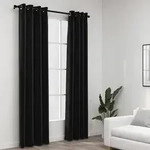 Verdunkelungsvorh&auml;nge Leinenoptik 2 Stk. Anthrazit 140x245 Cm Vidaxl