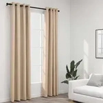 Verdunkelungsvorh&auml;nge 2 Stk. &Ouml;sen Leinenoptik Beige 140x225 Cm Vidaxl