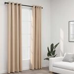 Verdunkelungsvorh&auml;nge &Ouml;sen Leinenoptik 2 Stk. Beige 140x245 Cm Vidaxl