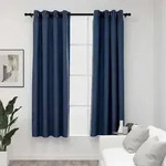Verdunkelungsvorh&auml;nge &Ouml;sen Leinenoptik 2 Stk. Blau 140x175 Cm Vidaxl