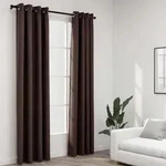 Verdunkelungsvorh&auml;nge &Ouml;sen Leinenoptik 2 Stk. Taupe 140x225 Cm Vidaxl