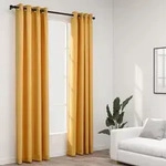 Verdunkelungsvorh&auml;nge &Ouml;sen Leinenoptik 2 Stk. Gelb 140x225 Cm Vidaxl