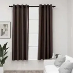 Vidaxl Linen-look Blackout Curtains With Grommets 2pcs Taupe 140x175cm