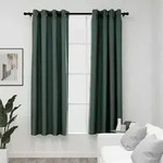 Verdunkelungsvorh&auml;nge &Ouml;sen Leinenoptik 2 Stk. Gr&uuml;n 140x175 Cm Vidaxl