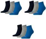9 Paar Puma Unisex Quarter Socken Sneaker Gr. 35 - 49 f&uuml;r Damen Herren F&uuml;&szlig;linge