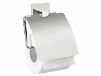 WENKO Turbo-Loc® Edelstahl Toilettenpapierhalter mit Deckel Quadro Badzubehör