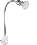 ledscom.de Steckdosenlampe LESCH Leselampe Schwanenhals, Schalter, Chrom inkl. GU10