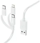 Hama 3in1 Multi-Ladekabel, USB-A - Micro-USB, USB-C und Lightning, 1,0 m, Wei&szlig;