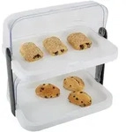 APS Buffet-Vitrine Doppeldecker, wei&szlig;, H&ouml;he: 440 mm, L&auml;nge: 440 mm