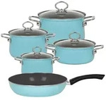 Riess Topfset 5-teilig Kristallblau Emaille