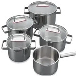 Kelomat Kochtopfset Geschirrset mit Glasdeckel Creation S 9-teilig Edelstahl