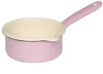 Riess Stielkasserolle mit gro&szlig;em Ausguss &Oslash;12cm 0,5L Pastell Rosa Emaille