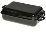 Riess Bratpfanne mit Deckel 32x22cm Schwarz Emaille