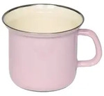 Riess Topf mit Chromrand &Oslash;12cm 1L Pastell Rosa Emaille