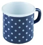 Riess Becher 3/8L &Oslash;8cm P&uuml;nktchenblau Emaille