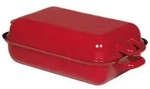 Riess Bratpfanne mit Deckel 32x22cm Rot Emaille