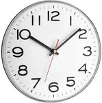 TFA - Uhr - Quarz - geeignet f&uuml;r Wandmontage - 28 cm - wei&szlig;, Silber