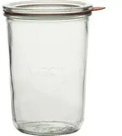 WECK Einkochglas 4-tlg., mit Deckel, Dichtungsring, Klammer, Inhalt: 0,75 Liter