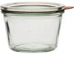 WECK Einkochglas 4-tlg., mit Deckel, Dichtungsring, Klammer, Inhalt: 0,25 Liter