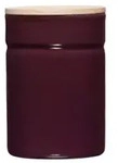 Riess Vorratsdose mit Eschenholzdeckel &Oslash;8cm 0,49L Aubergine Emaille
