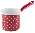 Riess Schnabeltopf aus Emaille mit Stiel 10 cm 0.75 Liter P&uuml;nktchen Rot