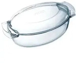 PYREX Br&auml;ter oval, mit Deckel, Inhalt: 4,40+1,10 Liter, L&auml;nge: 380 mm