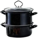 Riess Universald&auml;mpfer mit Glasdeckel &Oslash;22cm Schwarz Emaille