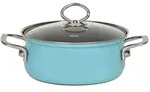 Riess Nouvelle Kasserolle mit Glasdeckel Kristallblau &Oslash;16 cm 1 Liter Emaille