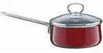Riess Stielkasserolle mit Glasdeckel &Oslash;16cm 1 Liter Emaille Nouvelle Rosso...