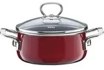 Riess Kasserolle mit Glasdeckel &Oslash;24cm 4 Liter Emaille Nouvelle Rosso extra stark