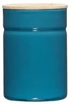 Riess Vorratsdose mit Eschenholzdeckel &Oslash;8cm 0,49L Blue Emaille